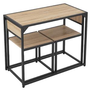 Súprava kuchynského stola so stolom a 2 stoličkami - sivý vzhľad dreva