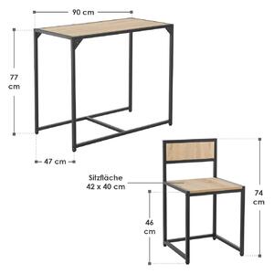 Súprava kuchynského stola so stolom a 2 stoličkami - sivý vzhľad dreva