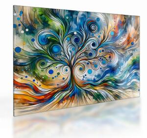 Sklenený obraz – Farebný energetický strom (70x50 cm)