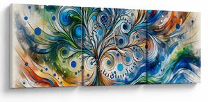 Obraz – Farebný energetický strom (s hodinami) (90x30 cm)