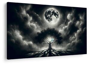 Obraz – Čiernobiely strom v splne (90x60 cm)