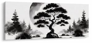 Obraz – Čiernobiela bonsai (120x50 cm)