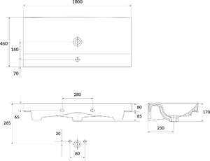 Cersanit Larga umývadlo 100x46 cm obdĺžnik umývadlo na nábytok biela K120-011