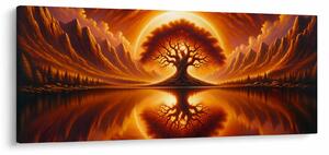 Obraz – Strom v krvavom slnku (120x50 cm)