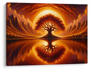 Obraz – Strom v krvavom slnku (70x50 cm)