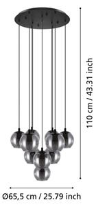 Eglo 98654 - Luster na lanku ARISCANI 10xE27/40W/230V čierna/lesklý chróm