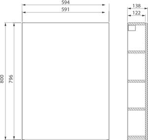 Cersanit City skrinka 59.4x13.8x80 cm závesné bočné biela S584-021-DSM