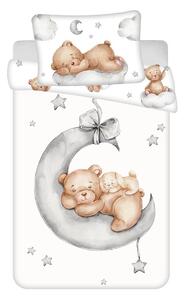 Biele bavlnené detské obliečky do postieľky 100x135 cm Teddy Bear "Ribbon" – Jerry Fabrics
