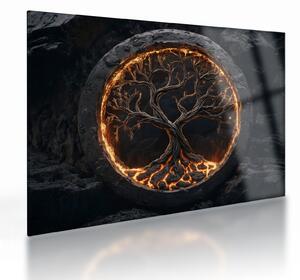 Sklenený obraz – Strom života v láve I. (70x50 cm)