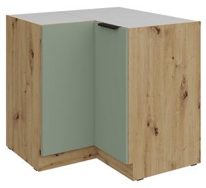 NovýNábytok.sk Dolná rohová kuchynská skrinka Arsella 90x90 DN 2F BB (akvamarínová + dub artisan). Vlastná spoľahlivá doprava až k Vám domov. 1160681