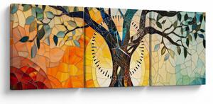 Obraz – Mozaika – slnko a strom I. (s hodinami) (90x30 cm)