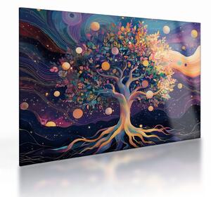 Sklenený obraz – Fialový strom plný energie (70x50 cm)