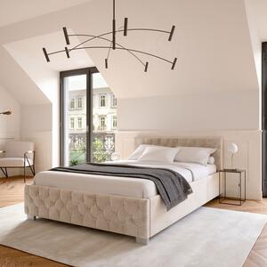 Čalúnená posteľ Nizza 180 x 200 cm s LED osvetlením v béžovej farbe