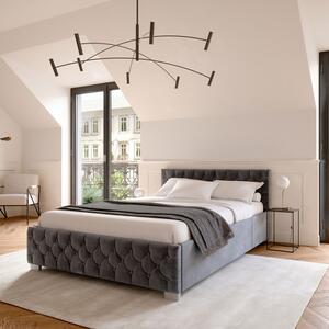 Čalúnená posteľ Nizza 140 x 200 cm s LED osvetlením v tmavosivej farbe