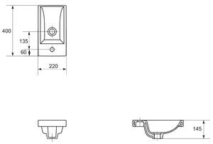 Cersanit Como umývadlo 40x22 cm obdĺžnik umývadlo na nábytok biela K32-001-BOX