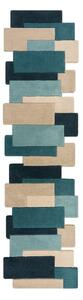 Modrý/béžový vlnený behúň 60x230 cm Abstract Collage – Flair Rugs