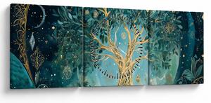 Obraz – Strom života vo vesmíre (s hodinami) (90x30 cm)