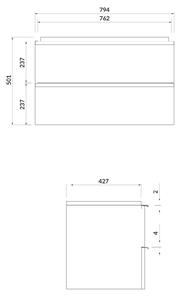 Cersanit Virgo skrinka 79.4x42.7x50.1 cm závesné pod umývadlo sivá S522-029
