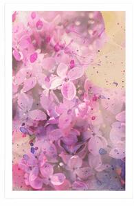 Plagát ružová vetvička kvetov - 20x30 silver