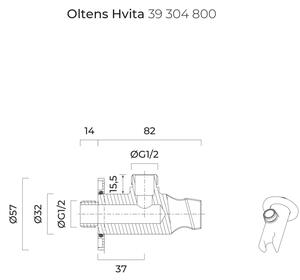 Oltens Hvita uhlový konektor s rukoväťou zlatá 39304800