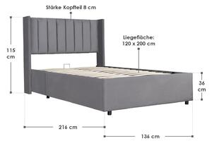 Čalúnená posteľ Savona 120 x 200 cm - tmavosivá