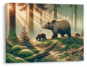 Obraz - Medvede v lese (70x50 cm)