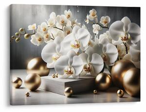 Obraz - Orchidea a zlaté gule (70x50 cm)
