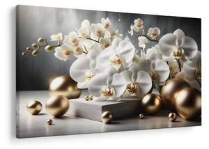 Obraz - Orchidea a zlaté gule (90x60 cm)