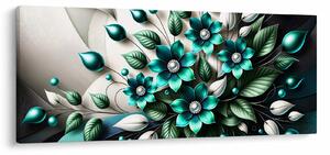 Obraz - 3D tyrkysové kvety (120x50 cm)