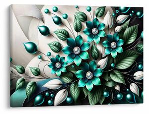 Obraz - 3D tyrkysové kvety (70x50 cm)