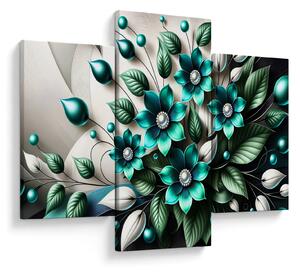 Obraz - 3D tyrkysové kvety (90x60 cm)