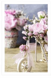 Plagát romantický ružový karafiát vo vintage nádychu - 20x30 silver
