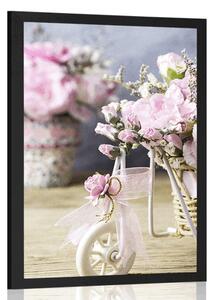 Plagát romantický ružový karafiát vo vintage nádychu - 20x30 silver