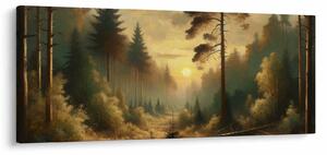 Obraz - Slnko žiariace lesom (120x50 cm)