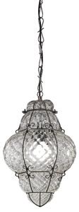 SIRU - Luster na reťazi CLASSIC 1xE27/60W/230V pr. 30 cm číra/čierna benátske sklo