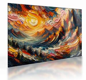 Sklenený obraz - Hory zalité slnkom (70x50 cm)