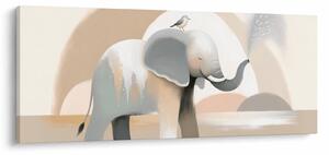 Obraz - Slon v pastelových farbách (120x50 cm)
