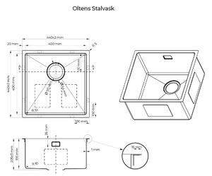 Oltens Stalvask nerezový drez 44x44 cm 71100300
