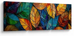 Obraz - Mozaika z listov (s hodinami) (90x30 cm)
