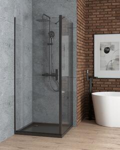 Oltens Rinnan sprchové dvere 80 cm výklopné čierna matná/priehľadné sklo 21207300