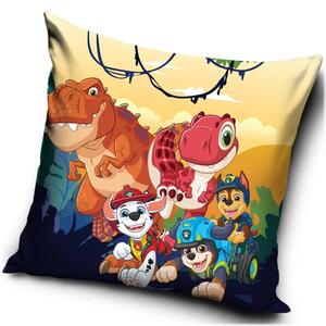 Velúrový vankúš Labková patrola: Dinosaurí film - Paw Patrol: The Dino Movie – motív Dinosauria výprava - 40x40 cm