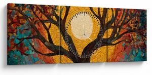 Obraz - Slnko v korune stromu života (s hodinami) (90x30 cm)