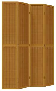 Paraván, 4 panely, hnedý, masívne drevo paulovnie