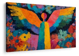 Obraz - Abstraktný anjel s kvetmi (90x60 cm)
