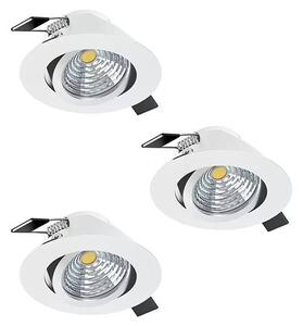 Vstavané LED svietidlo Eglo SALICETO / 3 kusy / teplá biela / 1350 lm / 18 W / hliník / Ø 8,8 cm / biela