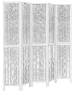 Paraván 5 panelov biely masívne drevo paulovnie