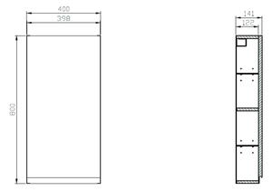 Cersanit Moduo skrinka 40x14.1x80 cm závesné bočné sivá S590-021