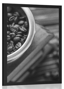 Plagát vintage mlynček na kávu v čiernobielom prevedení