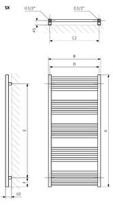 Terma Fiona kúpeľňový radiátor rebríkový 66x43 cm biela WGFIN066043K916SX