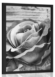 Plagát elegantná vintage ruža v čiernobielom prevedení - 20x30 black